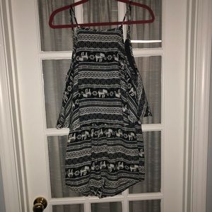 Black and white elephant romper